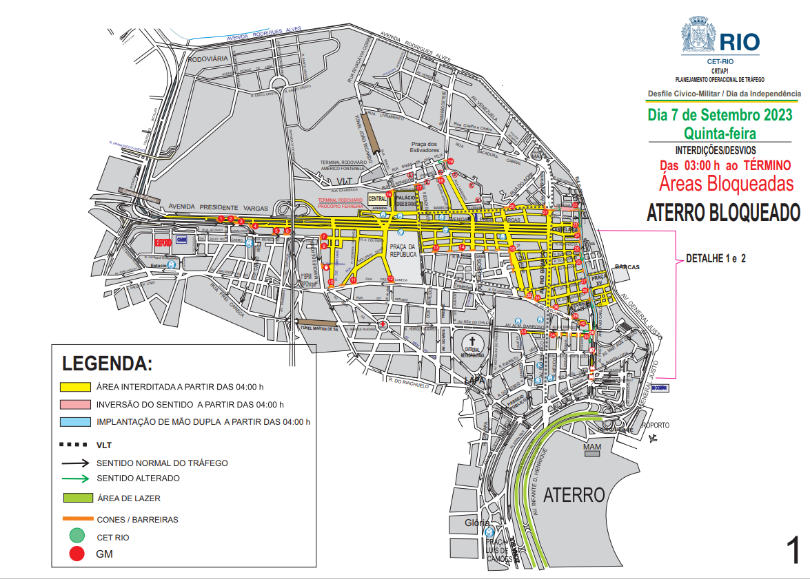 CET-Rio monta esquema especial de trânsito para o desfile de 7 de setembro no Centro - Prefeitura da Cidade do Rio de Janeiro