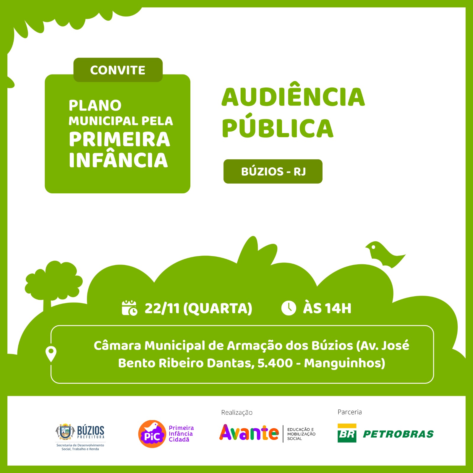 Búzios realiza Audiência Pública para apresentação do Plano Municipal pela Primeira Infância