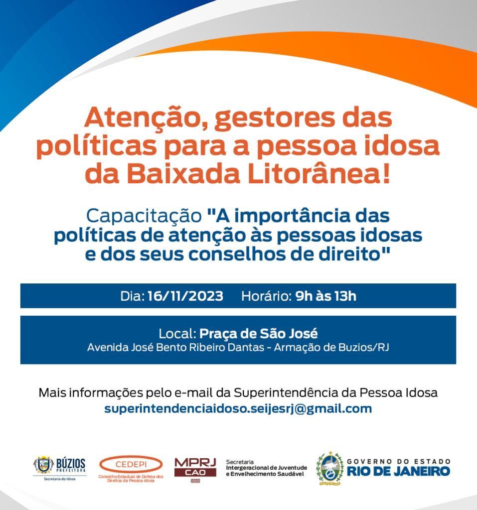 Búzios sediará Seminário Regional para fomentar a implementação da criação e funcionamento de Conselhos e Fundos Municipais da Pessoa Idosa